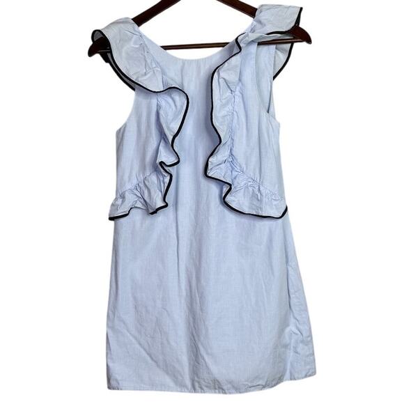 Zara Trafaluc Sleeveless Ruffle Cotton Mini Dress Side Zip Up XS Light Blue - Picture 1 of 15